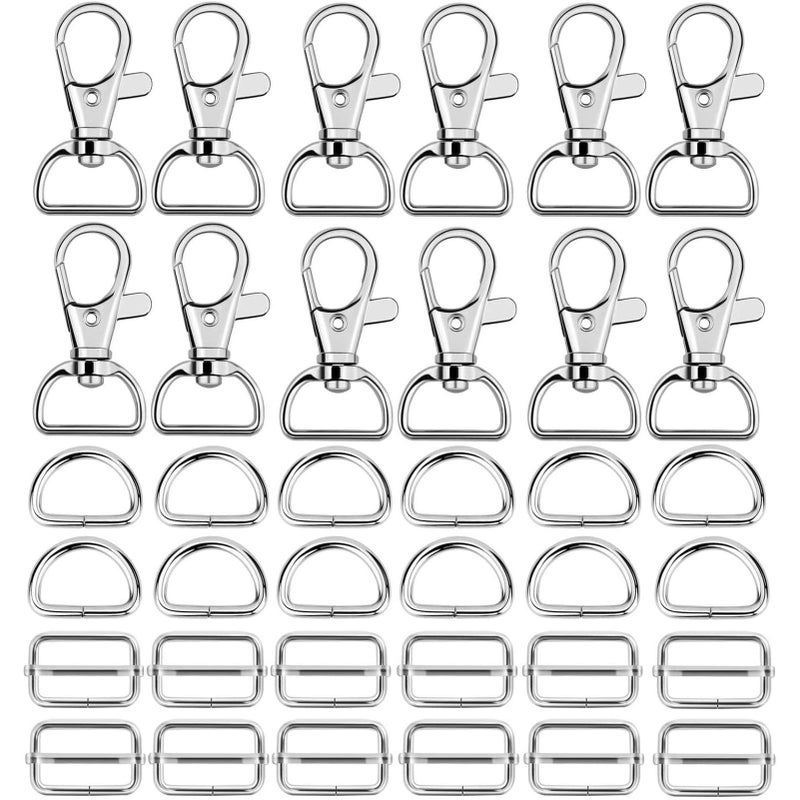 Hysagtek Hysagtek 60 Pcs Purse Hardware for Bag Making  Swivel Snap Hooks D Ring Slide Buckle Bag Hardware Supplies for Handbag Fasteners Strap Backpack DIY Craft Accessories 1 Inch Silver 