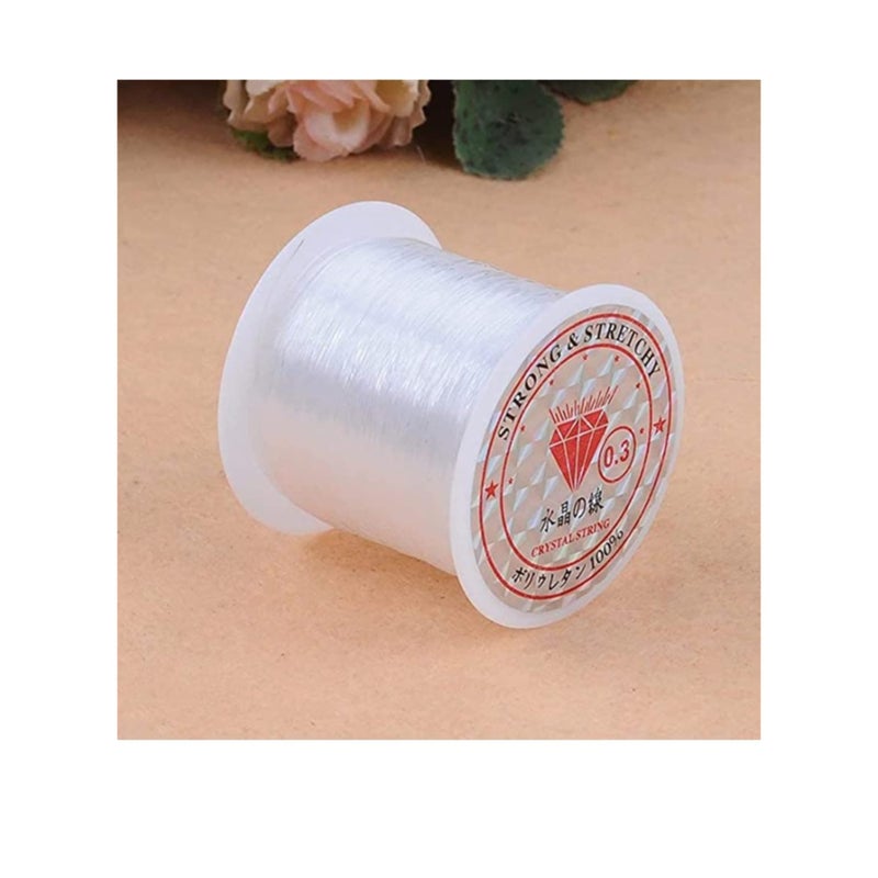 Zikra Flat Elastic Crystal Stretch String, Bracelet String, Polyester Cord for Seed Beads Bracelet Beading Jewelry Making Thread Craft Accessories 40m(43Yard 0.5mm) - Image 1