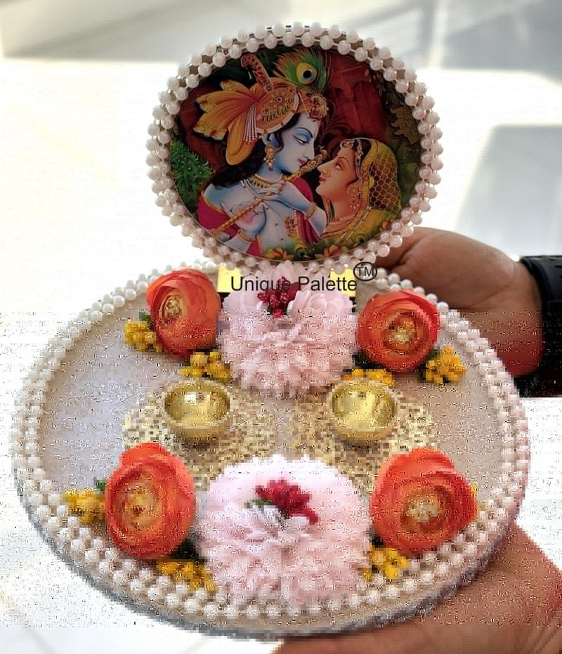 Unique Palette Radha Krishna Roli chawal Platter/roli chawal Tilak Plate - Image 2