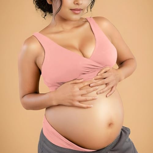 Circus &Circus Padded Maternity Bra | Pull Down Feeding Bra for Women | Padded Bra for Women Slip On | Suitable with Maternity Clothes | PureSoft Micromodal | Almond Nude, L - Image 2