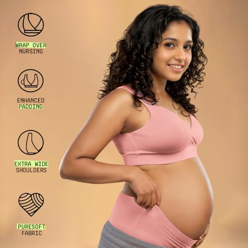 Circus &Circus Padded Maternity Bra | Pull Down Feeding Bra for Women | Padded Bra for Women Slip On | Suitable with Maternity Clothes | PureSoft Micromodal | Almond Nude, L - Image 5