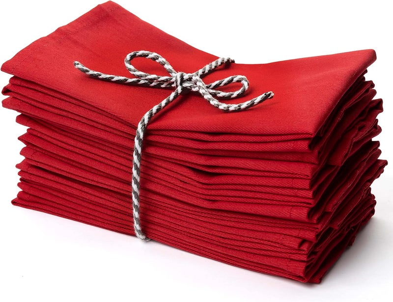 PERLLI Christmas Red Cloth Dinner Napkins Kitchen Cloth Napkins 12 Pack 18X18 Inches Cotton Blend Soft Fabric with Hemmed Edges Washable Reusable Linen Napkins for Parties Setting Table Decor Red by PERLLI - Image 1