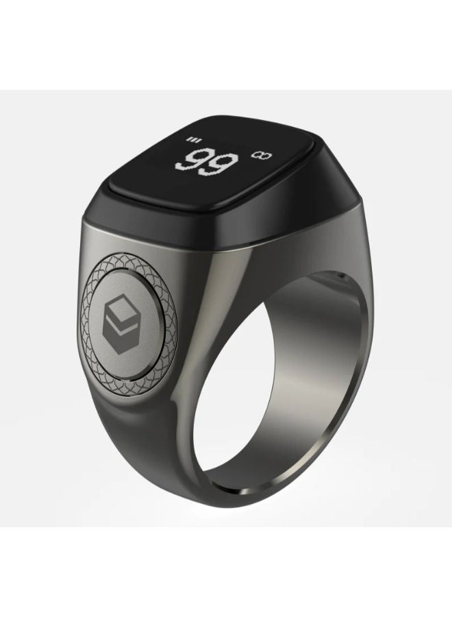 iQIBLA Smart Tasbih Zikr Aluminium Ring - Black - 18mm - Image 1