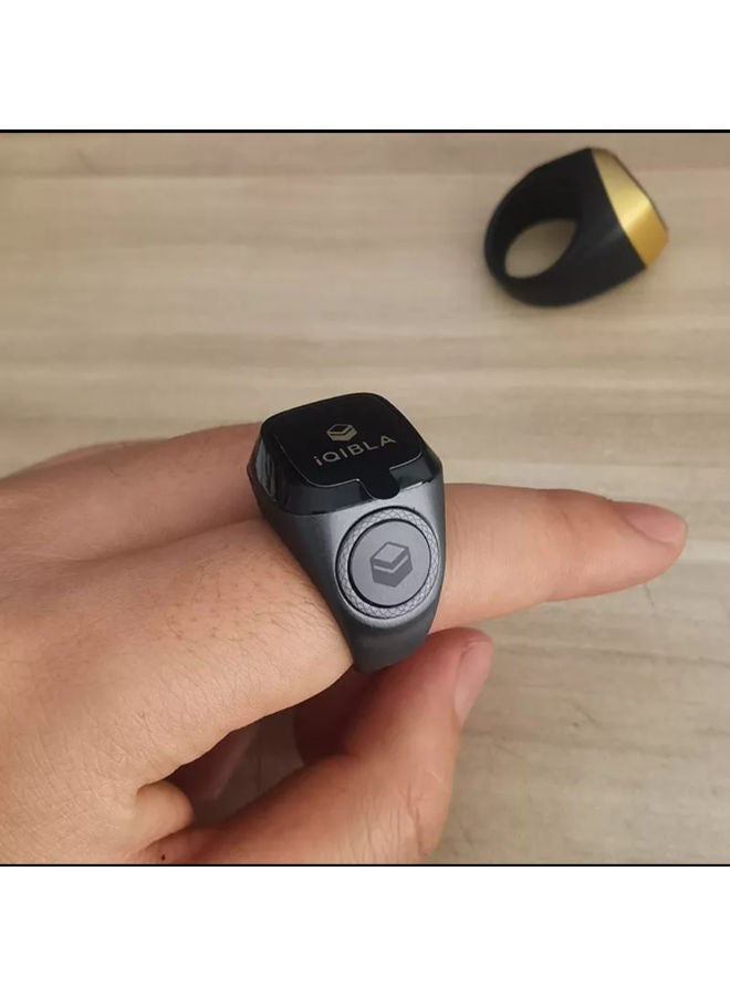 iQIBLA Smart Tasbih Zikr Aluminium Ring - Black - 18mm - Image 2