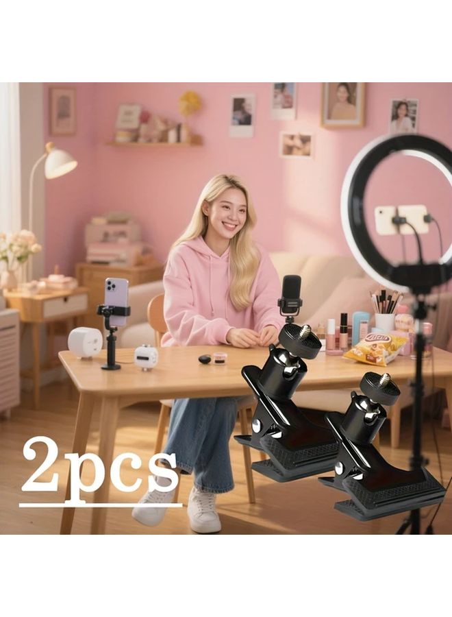 2pcs 360 Rotating Gimbal Clamp Adjustable Arm for Camera Microphone Lighting Mount - Image 1