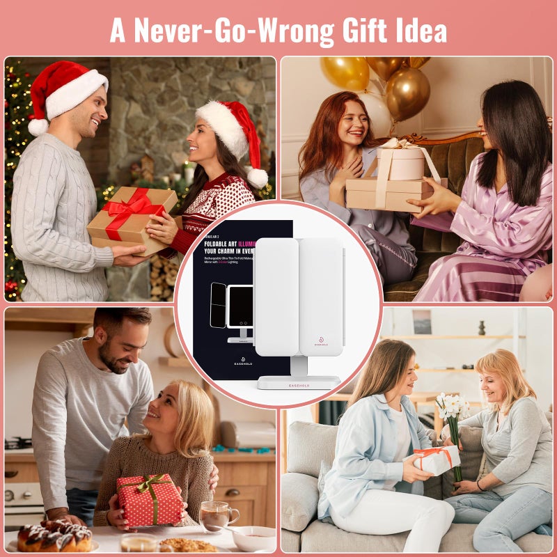 EASEHOLD Vanity Mirror with Lights  2X 3X Magnification  Trifold  Rechargable  Touch Control - Gifts for Girls & Women - Image 3