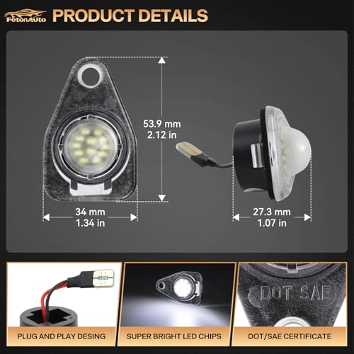 FetonAuto LED License Plate Light for 2003-2014 Ford Expedition 2003-2017 Lincoln Navigator 2003-2005 Lincoln Aviator 1996-2005 Taurus Tag Lamp Assembly, 960LM - Image 3