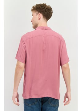 Jack Jones Men Regular Fit Solid Short Sleeves Casual Shirt, Old Rose Pink  - Image 3
