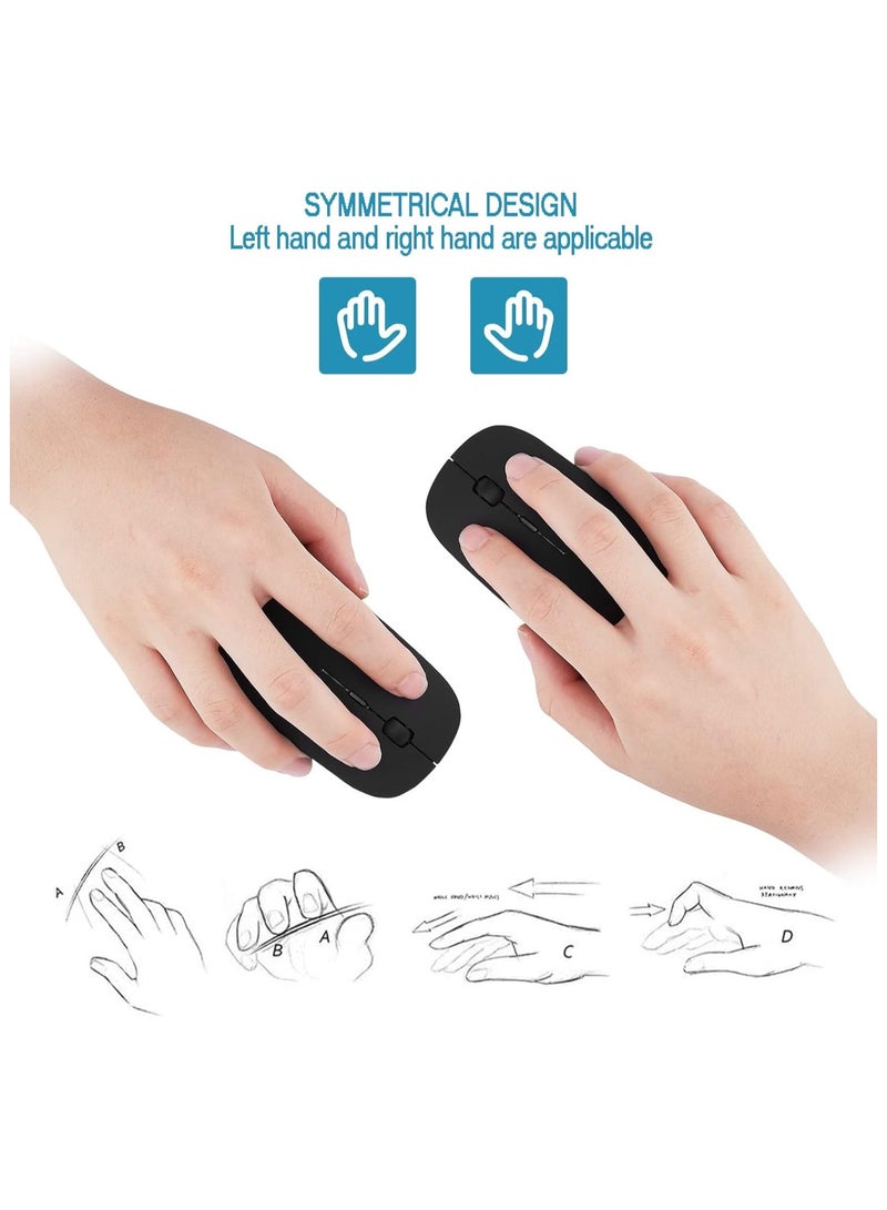 يوميم ماوس 2.4 جيجا ماوس ضوئي لاسلكي قابل لإعادة الشحن، نقرة صامتة مع مستقبل USB ومحول من النوع C 3 ماوس كمبيوتر DPI قابل للتعديل، مثالي لأجهزة الكمبيوتر المحمولة (أسود) - Image 3