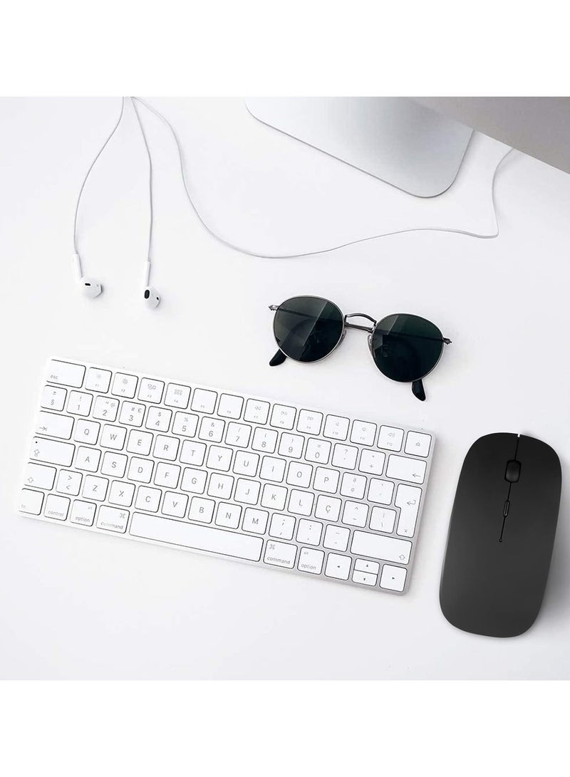 يوميم ماوس 2.4 جيجا ماوس ضوئي لاسلكي قابل لإعادة الشحن، نقرة صامتة مع مستقبل USB ومحول من النوع C 3 ماوس كمبيوتر DPI قابل للتعديل، مثالي لأجهزة الكمبيوتر المحمولة (أسود) - Image 2