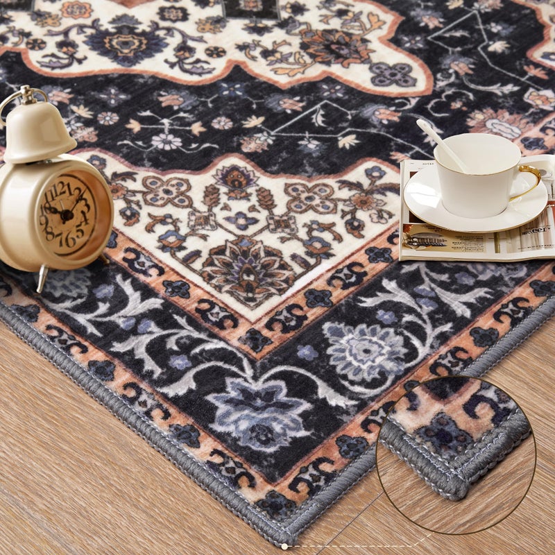 Ciicool Area Rug 5x7ft Washable Rugs for Living Room Non-Slip Indoor Rugs Large Low-Pile Mat Floor Carpet Vintage Rug for Bedroom Dinning Foyer Decor - Image 4