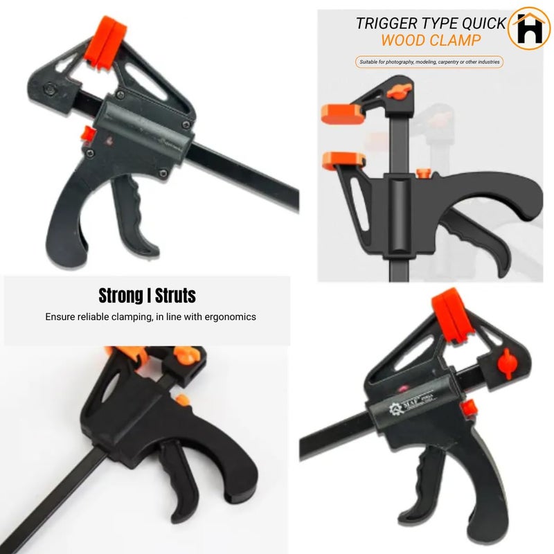 Homdum مشبك بار سريع للخشب - إفراج بيد واحدة نوع رافعة، 150 × 60 مم (6 بوصة) - مقبض نايلون متين ومقبض مطاطي مقاوم للخدش (عبوة من 1) - Image 5