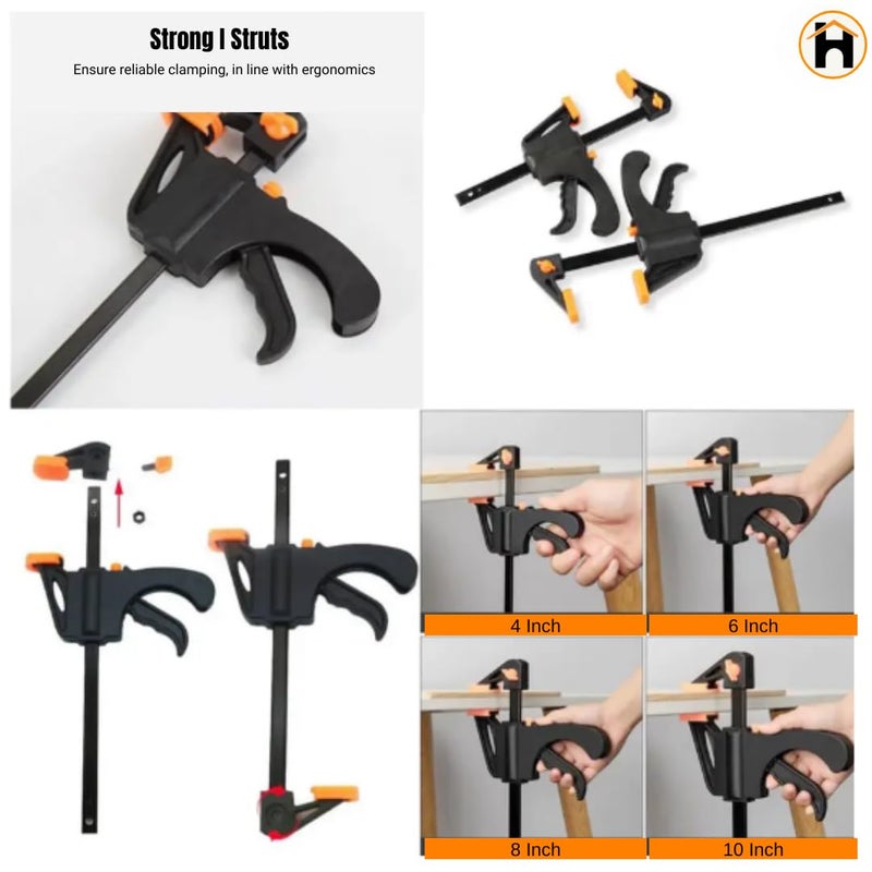 Homdum مشبك بار سريع للخشب - إفراج بيد واحدة نوع رافعة، 150 × 60 مم (6 بوصة) - مقبض نايلون متين ومقبض مطاطي مقاوم للخدش (عبوة من 1) - Image 4