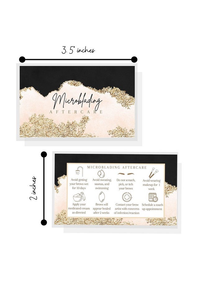 Boutique Marketing LLC Microblading Aftercare Cards | 50 Pack | Size 2X3.5 Inches Business Card | Pmu Pink, Black, And Gold Design  - Image 4