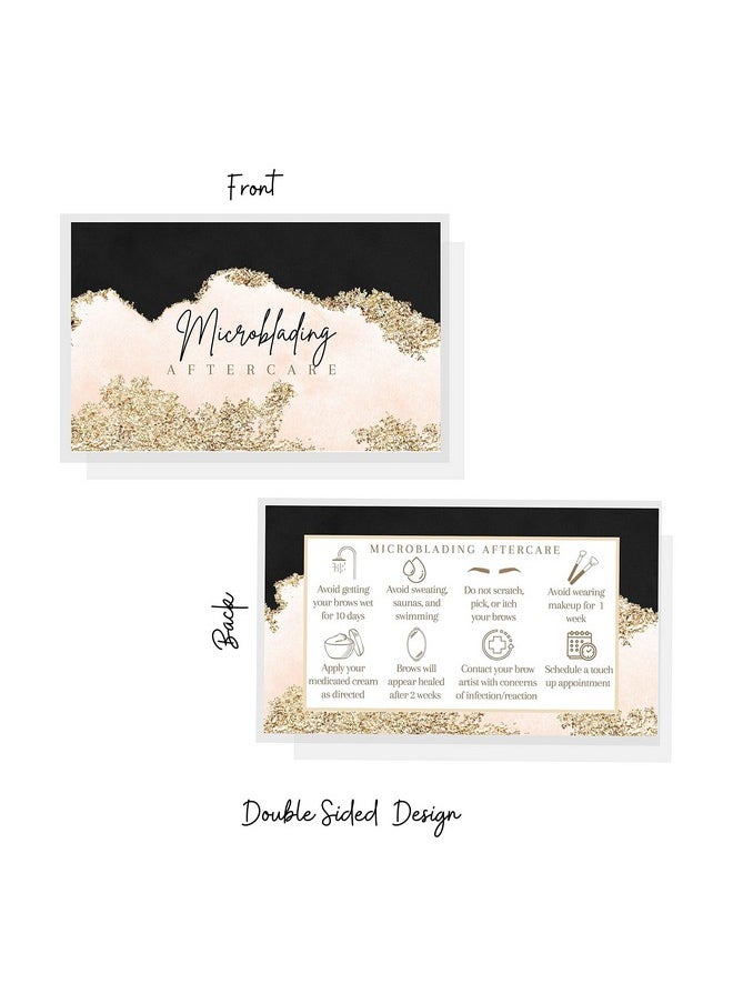 Boutique Marketing LLC Microblading Aftercare Cards | 50 Pack | Size 2X3.5 Inches Business Card | Pmu Pink, Black, And Gold Design  - Image 5
