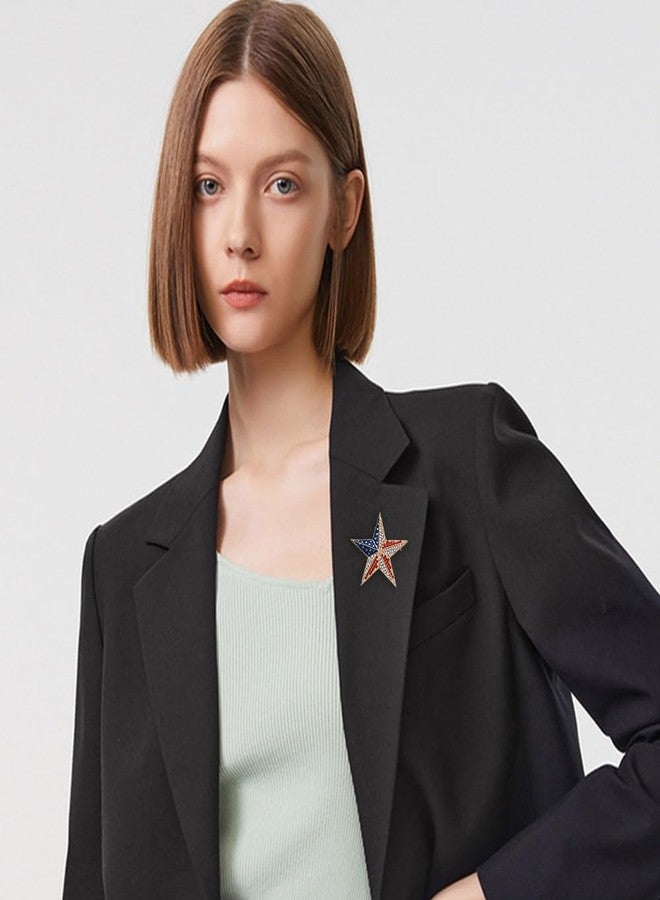 OIDIMS Rhinestone Star USA Flag Brooch Pin for Women Men Fashion Crystal Enamel 4th of July American Patriotic Medal Brooches Dress Gold-Tone Plated Accessories Presidential Election Day Independence Daily Wear - Image 2