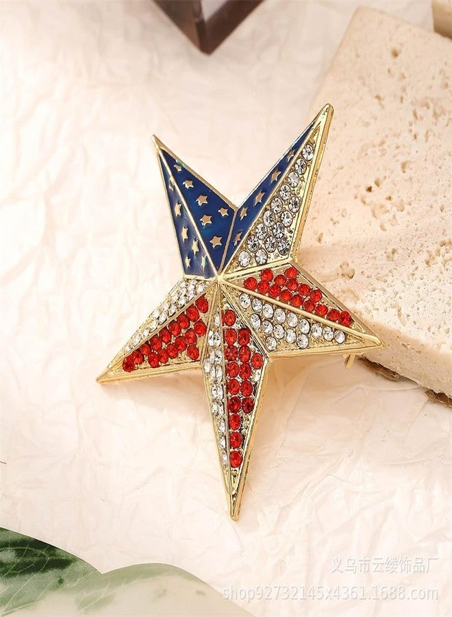 OIDIMS Rhinestone Star USA Flag Brooch Pin for Women Men Fashion Crystal Enamel 4th of July American Patriotic Medal Brooches Dress Gold-Tone Plated Accessories Presidential Election Day Independence Daily Wear - Image 4