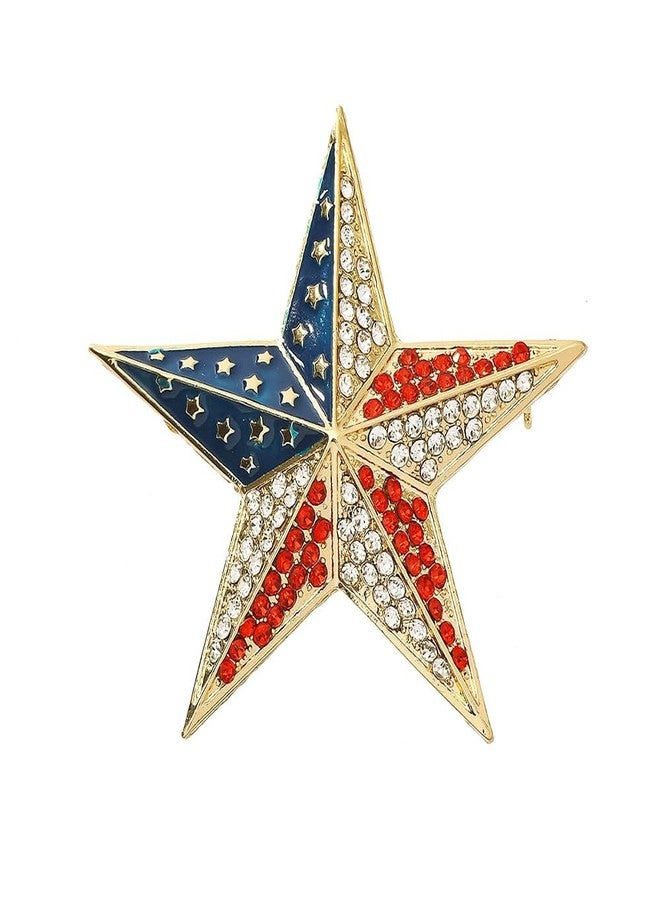 OIDIMS Rhinestone Star USA Flag Brooch Pin for Women Men Fashion Crystal Enamel 4th of July American Patriotic Medal Brooches Dress Gold-Tone Plated Accessories Presidential Election Day Independence Daily Wear - Image 1