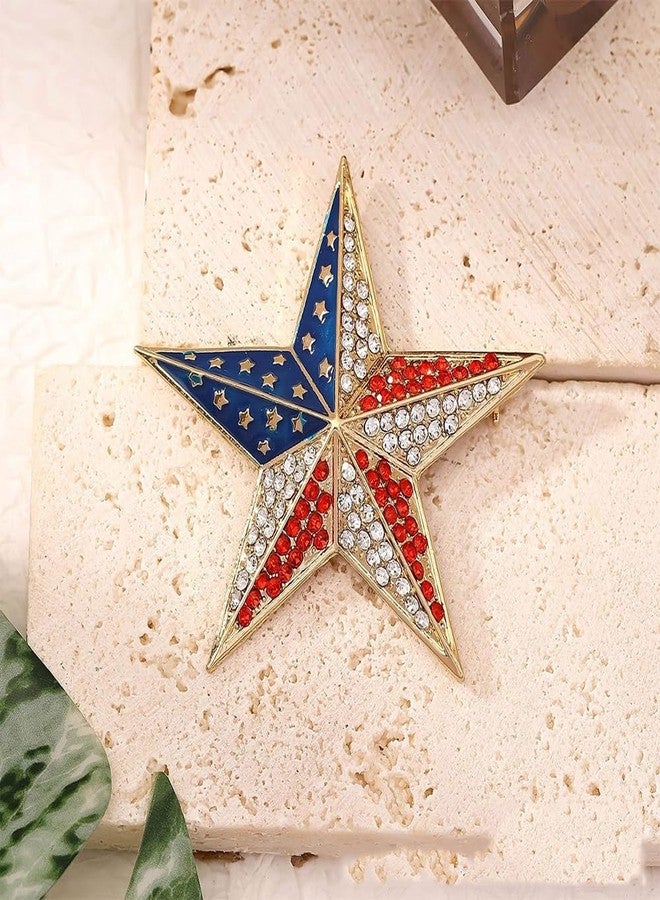 OIDIMS Rhinestone Star USA Flag Brooch Pin for Women Men Fashion Crystal Enamel 4th of July American Patriotic Medal Brooches Dress Gold-Tone Plated Accessories Presidential Election Day Independence Daily Wear - Image 5