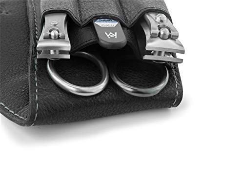 GERMANIKURE 4pc Manicure Set Handmade in Solingen Germany FINOX High Carbon Stainless Steel Nail Clippers SELF Sharpening Combination Scissors Czech Glass Nail File in Leather Case - Image 3