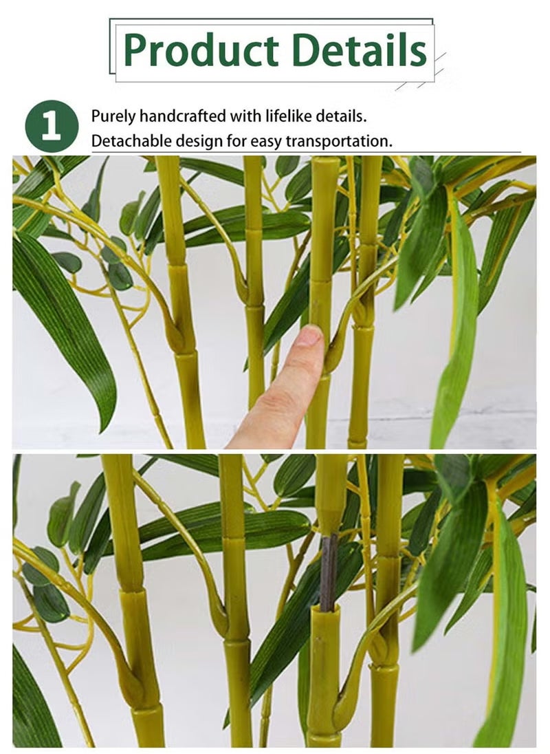 JOGAMS 150cm Artificial Tree Fake Plant Pot Artificial Tree Decorative Greenery Belt Realistic Green Bamboo and Plastic Pot Home Decor Office Indoor Outdoor Balcony Living Room  - Image 3