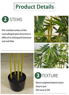 JOGAMS 150cm Artificial Tree Fake Plant Pot Artificial Tree Decorative Greenery Belt Realistic Green Bamboo and Plastic Pot Home Decor Office Indoor Outdoor Balcony Living Room  - Image 4