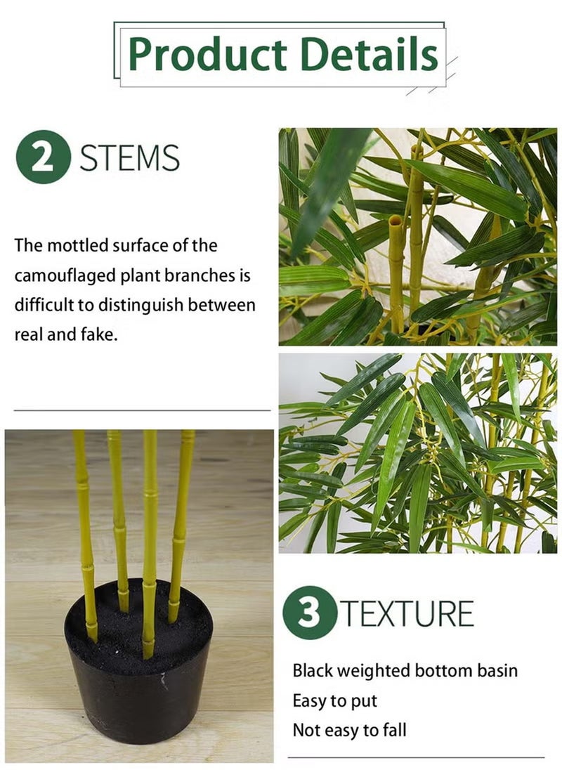 JOGAMS 150cm Artificial Tree Fake Plant Pot Artificial Tree Decorative Greenery Belt Realistic Green Bamboo and Plastic Pot Home Decor Office Indoor Outdoor Balcony Living Room  - Image 4