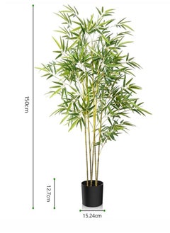 JOGAMS 150cm Artificial Tree Fake Plant Pot Artificial Tree Decorative Greenery Belt Realistic Green Bamboo and Plastic Pot Home Decor Office Indoor Outdoor Balcony Living Room  - Image 5