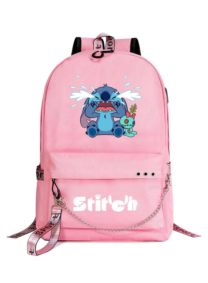 ستيتش حقيبة ظهر كاجوال بحزام منسوج للشباب مطبوعة بغرزة