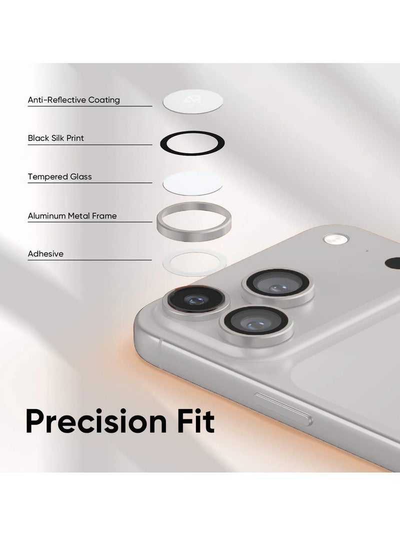 بلو فاير واقي كاميرا من الزجاج المقوى 9H عالي الدقة للآيفون 17 برو ماكس | حماية من الخدوش والصدمات مع تقنية TrueColors لتصفية الضوء الأزرق وطبقة أوليوفوبيك مضادة للبصمات | مجموعة تركيب سهلة خالية من الفقاعات - Image 3