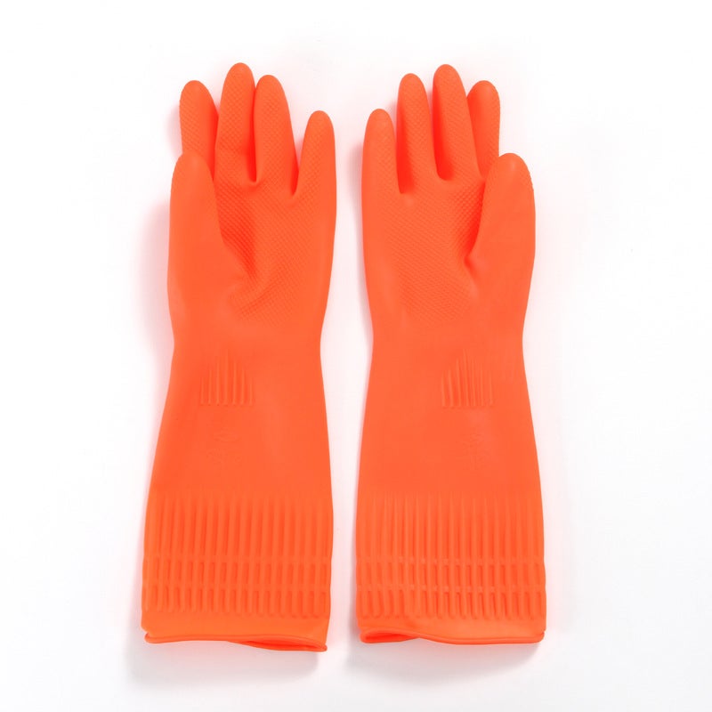 Latex Dishwashing Gloves Thickened Extended Orange Orange