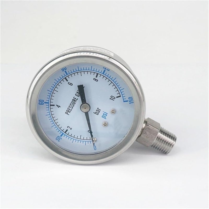 304 Stainless Steel 60mm Dial Pressure Gauge 0 10 Bar PSI N2 Steam Brewing Pneumatic - Image 1