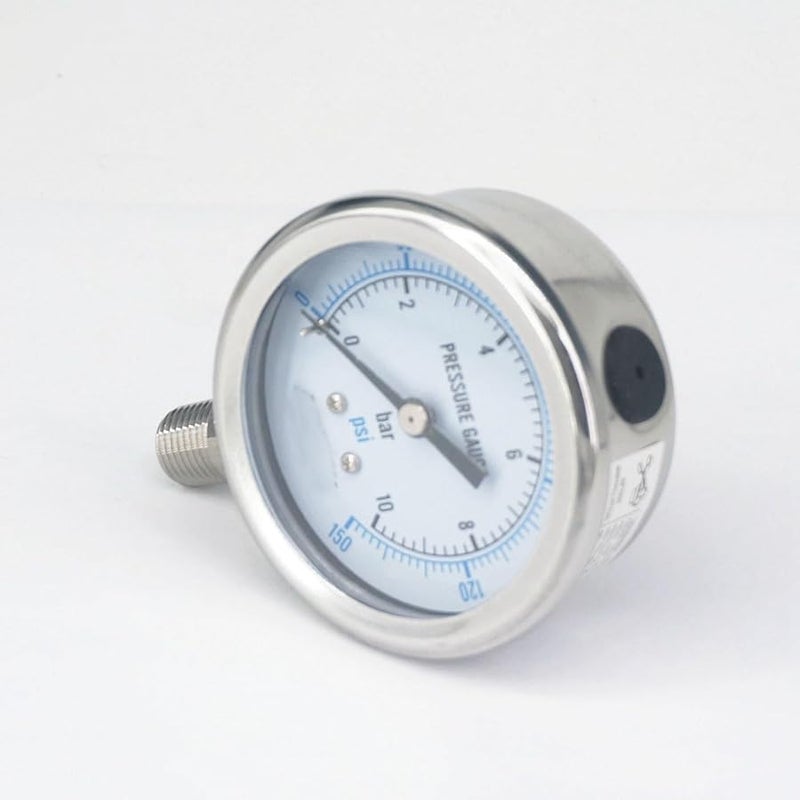 304 Stainless Steel 60mm Dial Pressure Gauge 0 10 Bar PSI N2 Steam Brewing Pneumatic - Image 5