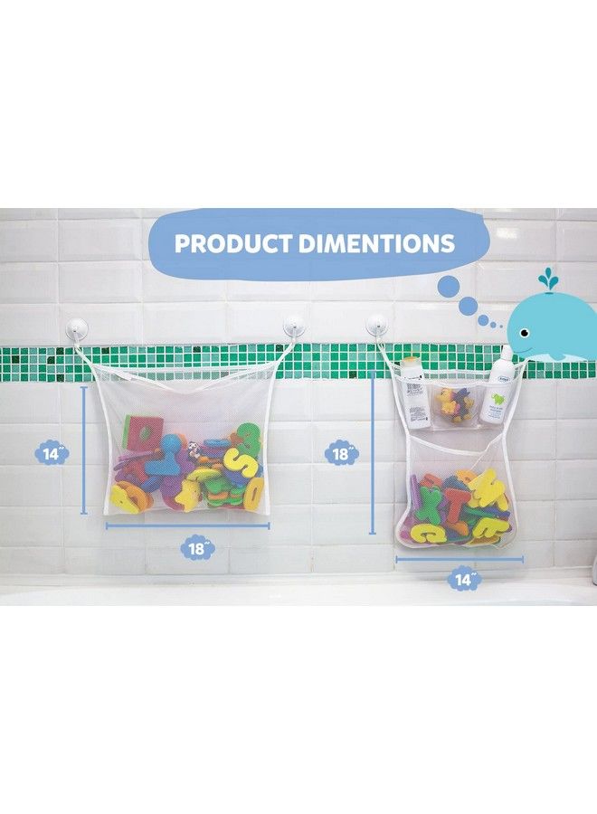 Comfylife 2 X Mesh Bath Toy Organizer + 6 Ultra Strong Hooks The Perfect Bathtub Toy Holder & Bathroom Or Shower Caddy These Multiuse Net Bags Make Baby Bath Toy Storage Easy For Kids & Toddlers - Image 3