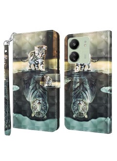 HuHa Case Cover For Xiaomi Redmi 13C 5G / 4G 3D Painting Pattern Flip Leather Phone Case Cat Tiger 