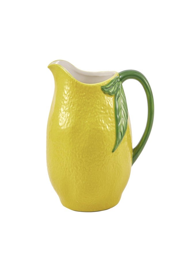Bico Lemon Shape Cute Handpainted Stoneware Pitcher, Microwave & Dishwasher Safe, Jug for Water, Drinks, Mocktails - Image 1