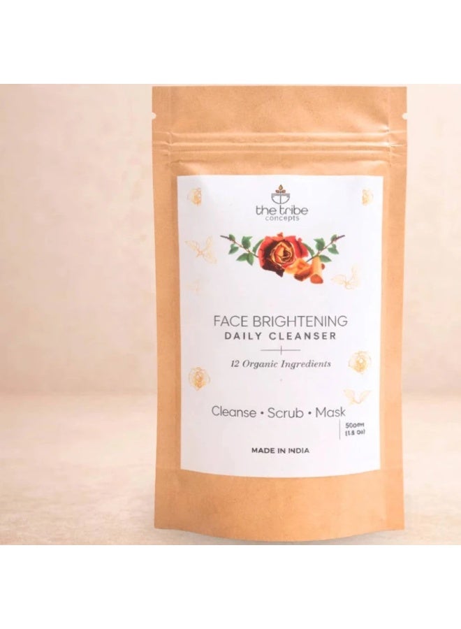 The Tribe Concepts Face Brightening Daily 3-In-1 Cleanser , Scrub And Mask For Instant Glow And Tan Removal,For All Skin Type,100% Chemical Free And Natural - 50 Gm (Kraft Paper Packing) - Image 1