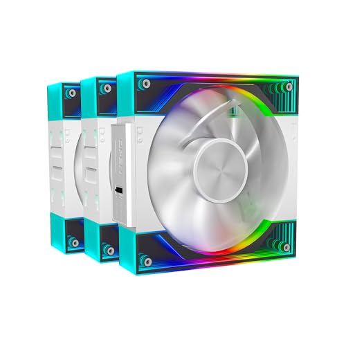 Ant Esports QuartzFlow 3-In-1 120mm ARGB Stackable Case Fan Kit with Forward/Reverse Switch and Wire Free Daisy Chain - White - Image 1