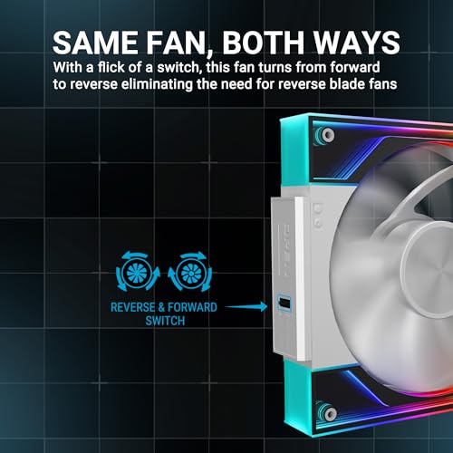 Ant Esports QuartzFlow 3-In-1 120mm ARGB Stackable Case Fan Kit with Forward/Reverse Switch and Wire Free Daisy Chain - White - Image 2