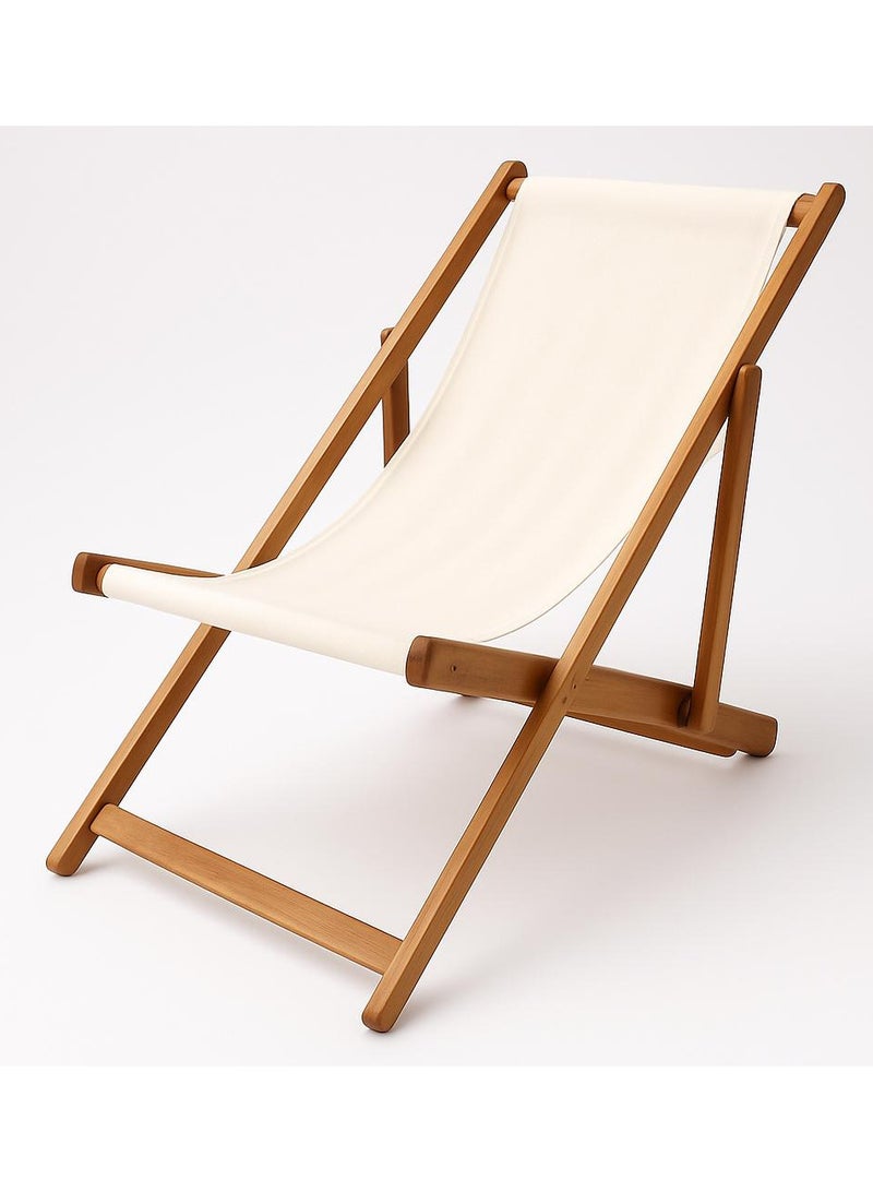 Bean2Go Beech Wood and Waterproof fabric Beach Chair - Brown and White - Image 1