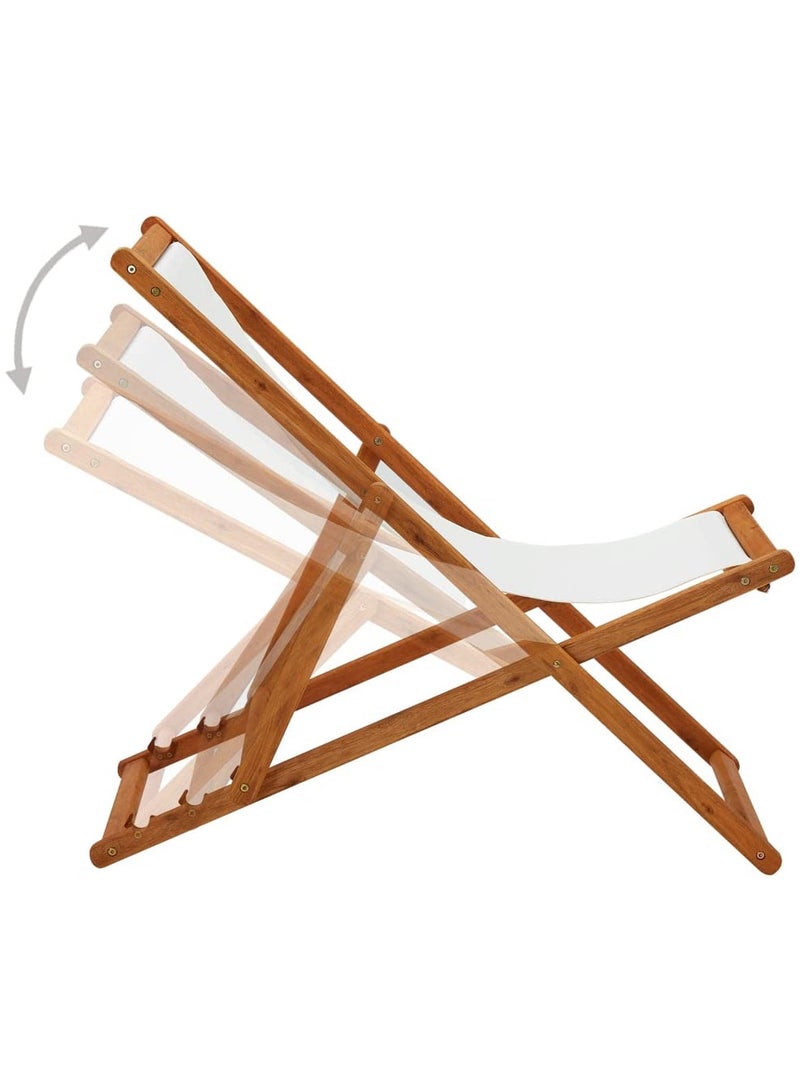 Bean2Go Beech Wood and Waterproof fabric Beach Chair - Brown and White - Image 2