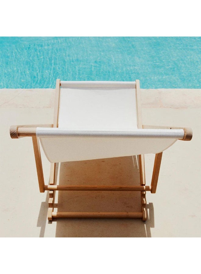 Bean2Go Beech Wood and Waterproof fabric Beach Chair - Brown and White - Image 3