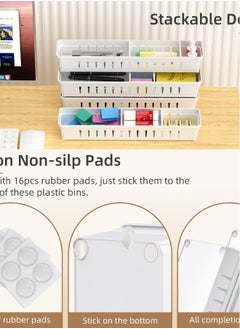 Generic 4 Piece Plastic Desk Drawer Organizer Set for Office Supplies and Makeup Storage, White Dividers for Neat Organization  - Image 5