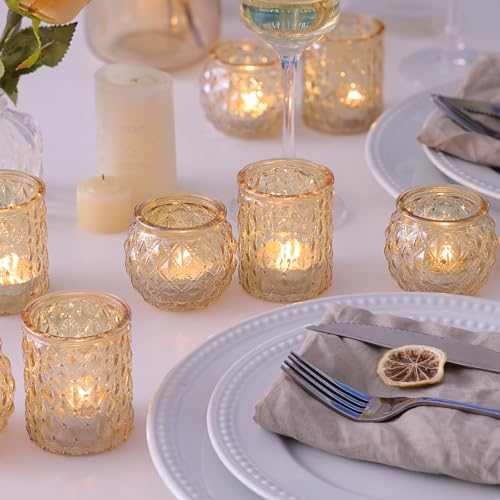 NITIME 36pcs Assorted Gold Votive Candle Holders, Tea Light Candle Holder Glass for Diwali, Gold Candle Holders for Wedding, Table Centerpiece, Brithday and Holiday Decorations - Image 5