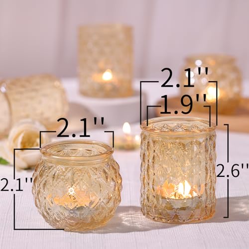 NITIME 36pcs Assorted Gold Votive Candle Holders, Tea Light Candle Holder Glass for Diwali, Gold Candle Holders for Wedding, Table Centerpiece, Brithday and Holiday Decorations - Image 2