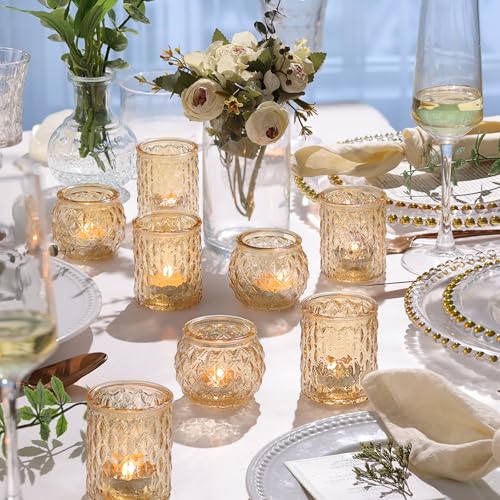 NITIME 36pcs Assorted Gold Votive Candle Holders, Tea Light Candle Holder Glass for Diwali, Gold Candle Holders for Wedding, Table Centerpiece, Brithday and Holiday Decorations - Image 3