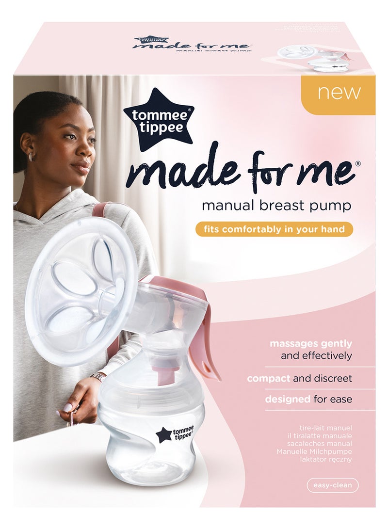 tommee tippee Made for Me Single Manual Breast Pump, Strong Suction, Soft Feel, Ergonomic Handle, Portable and Quiet Breastmilk Pump, Baby Bottle Included, One Size - Image 3