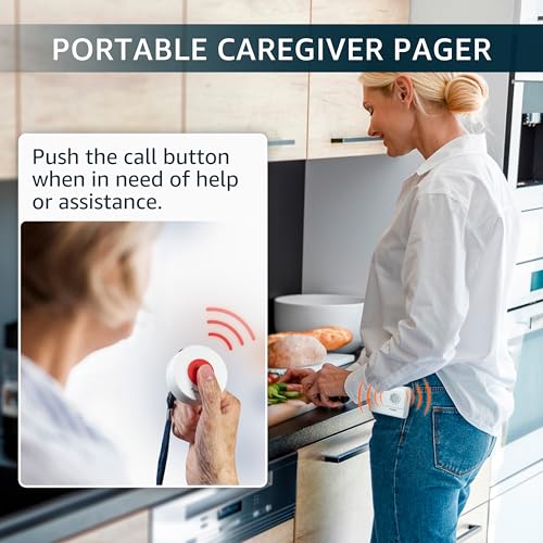 SYNLETT Caregiver Pager Wireless Call Buttons for Elderly Monitoring SOS Alert System Portable Alarm for Nurse Call Seniors Patients Emergency Home - Image 2