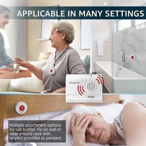 SYNLETT Caregiver Pager Wireless Call Buttons for Elderly Monitoring SOS Alert System Portable Alarm for Nurse Call Seniors Patients Emergency Home - Image 5