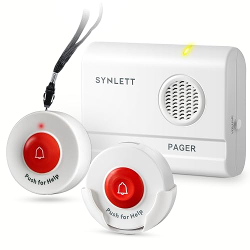 SYNLETT Caregiver Pager Wireless Call Buttons for Elderly Monitoring SOS Alert System Portable Alarm for Nurse Call Seniors Patients Emergency Home - Image 1